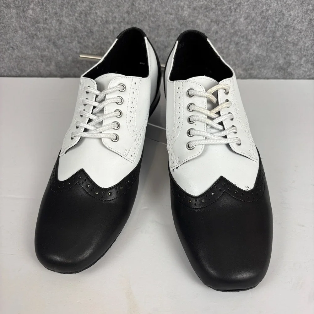 Very Fine Party Party Dance Shoes Mens 11.5 Black White Leather Wingtip PP301